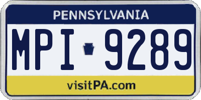 PA license plate MPI9289