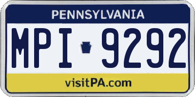 PA license plate MPI9292
