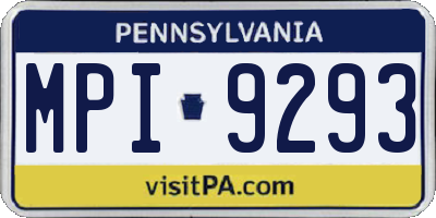 PA license plate MPI9293