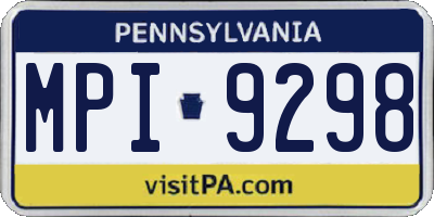 PA license plate MPI9298