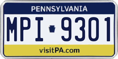 PA license plate MPI9301
