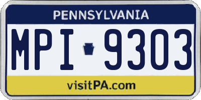 PA license plate MPI9303