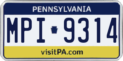 PA license plate MPI9314