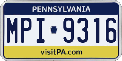 PA license plate MPI9316