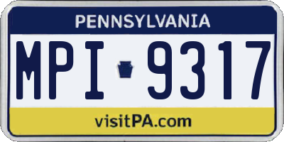PA license plate MPI9317