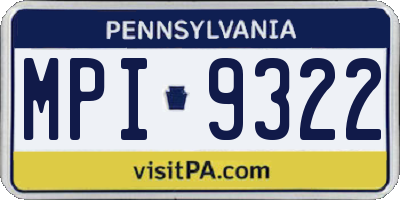 PA license plate MPI9322