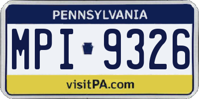 PA license plate MPI9326