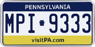 PA license plate MPI9333