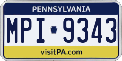 PA license plate MPI9343