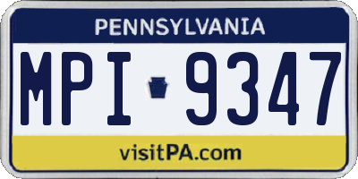 PA license plate MPI9347
