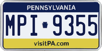 PA license plate MPI9355