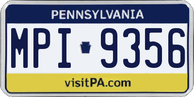 PA license plate MPI9356