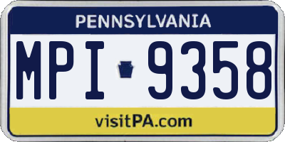 PA license plate MPI9358