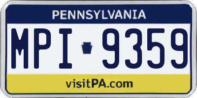 PA license plate MPI9359