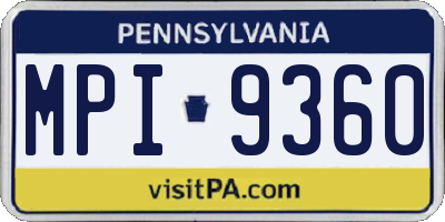 PA license plate MPI9360