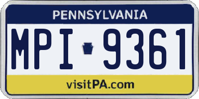 PA license plate MPI9361