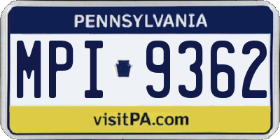 PA license plate MPI9362