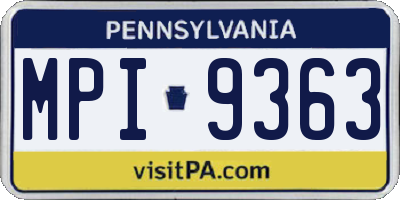 PA license plate MPI9363