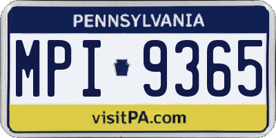 PA license plate MPI9365