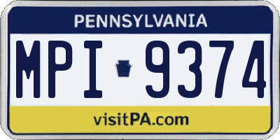 PA license plate MPI9374