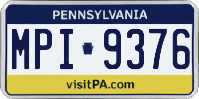 PA license plate MPI9376
