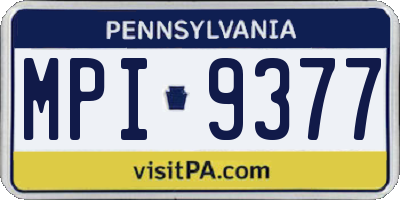 PA license plate MPI9377
