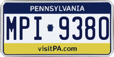 PA license plate MPI9380