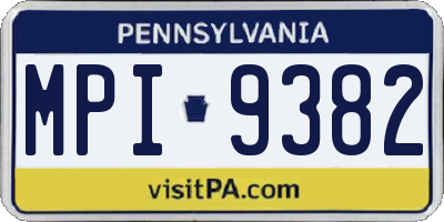 PA license plate MPI9382
