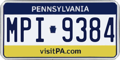 PA license plate MPI9384