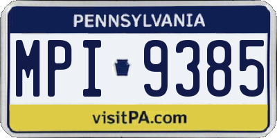 PA license plate MPI9385