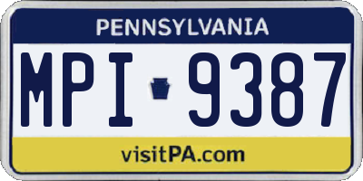 PA license plate MPI9387