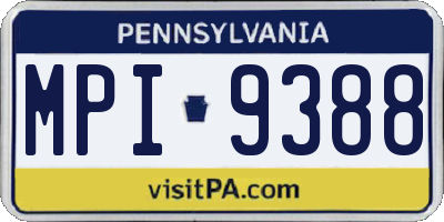 PA license plate MPI9388