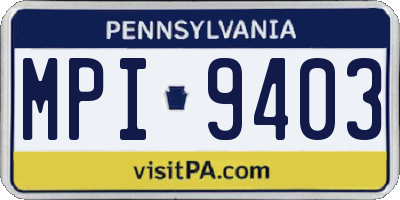 PA license plate MPI9403