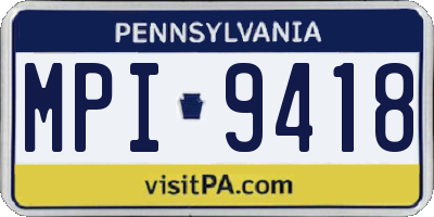 PA license plate MPI9418