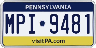 PA license plate MPI9481