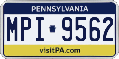 PA license plate MPI9562
