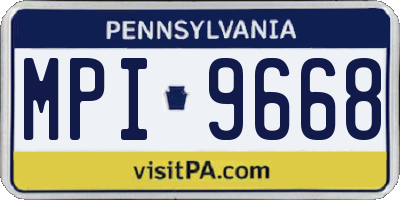 PA license plate MPI9668