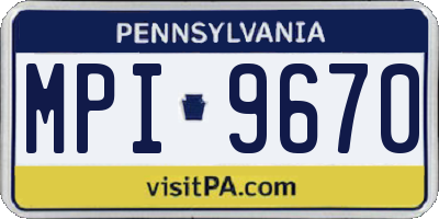 PA license plate MPI9670