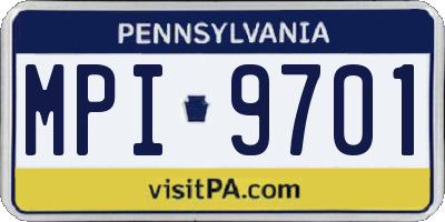 PA license plate MPI9701