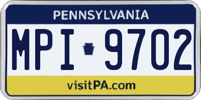 PA license plate MPI9702