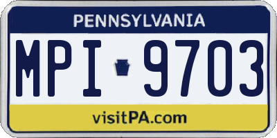 PA license plate MPI9703