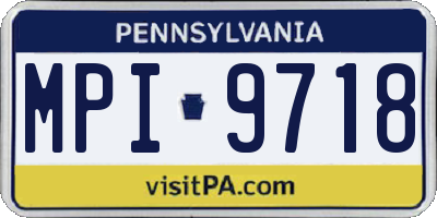 PA license plate MPI9718