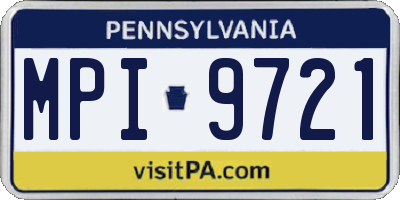 PA license plate MPI9721