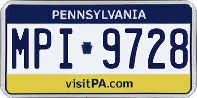 PA license plate MPI9728