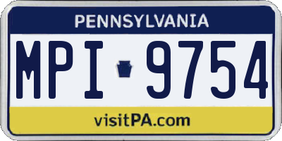 PA license plate MPI9754