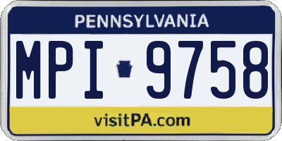 PA license plate MPI9758