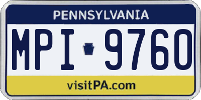PA license plate MPI9760