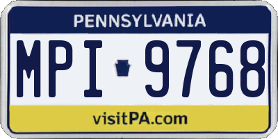 PA license plate MPI9768