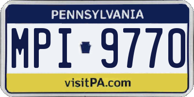 PA license plate MPI9770
