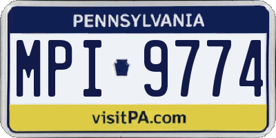 PA license plate MPI9774